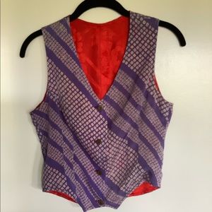 Ladies reversible kimono fabric vest